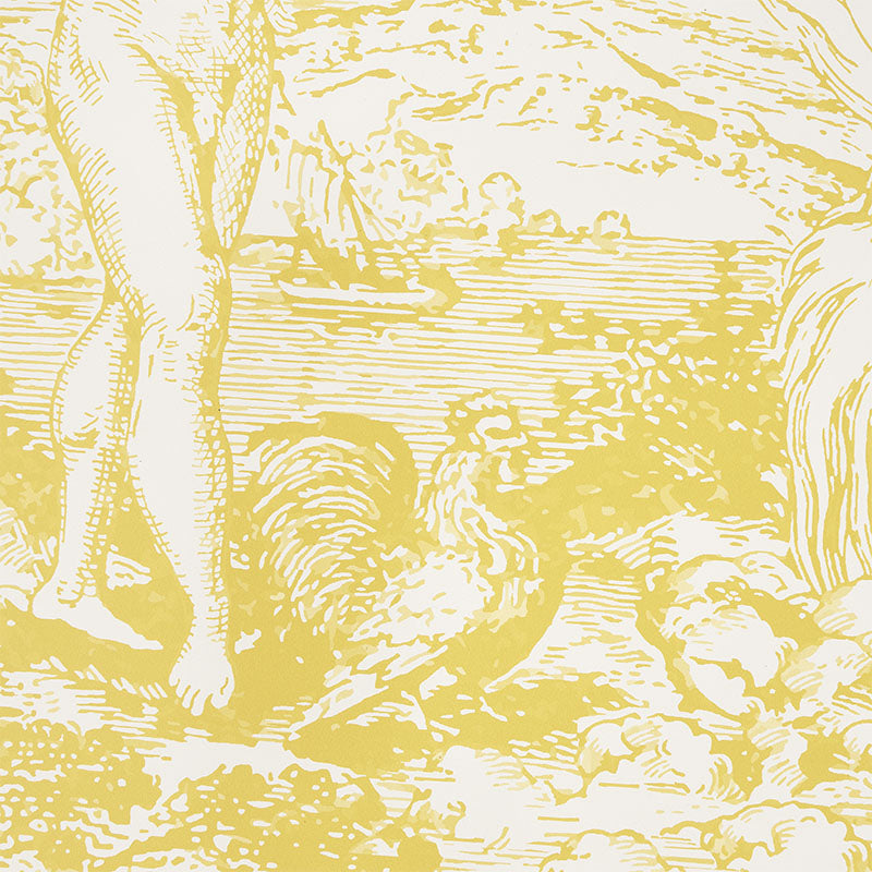 Schumacher Modern Toile Yellow Wallpaper - Eade's Wallpaper