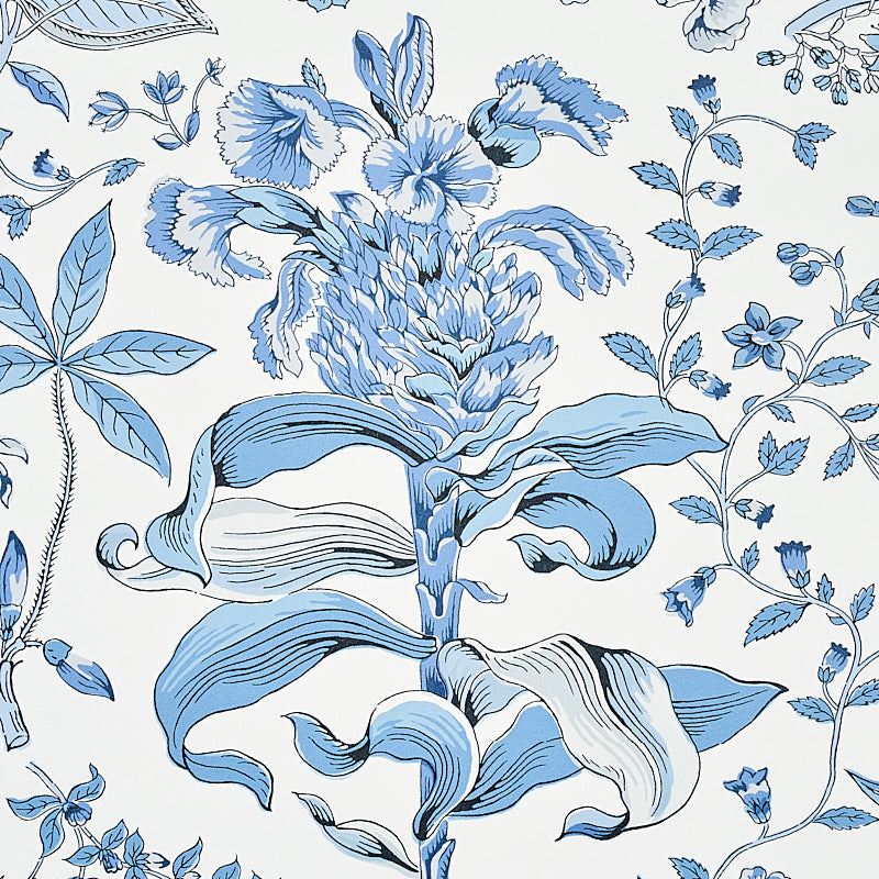 Schumacher Pomegranate Botanical Blue Wallpaper - Eade's Wallpaper
