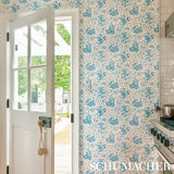 Schumacher Pomegranate Botanical Blue Wallpaper - Eade's Wallpaper