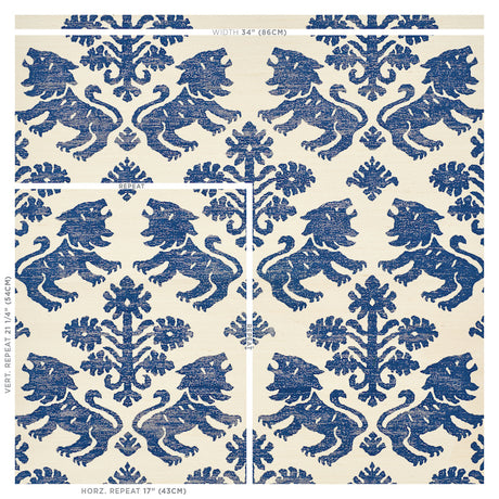Schumacher Regalia Sisal Blue Wallpaper - Eade's Wallpaper