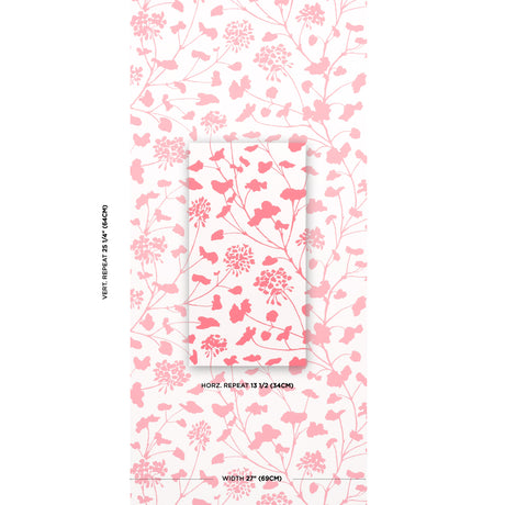 Schumacher Pennick Coral On Ivory Wallpaper - Eade's Wallpaper