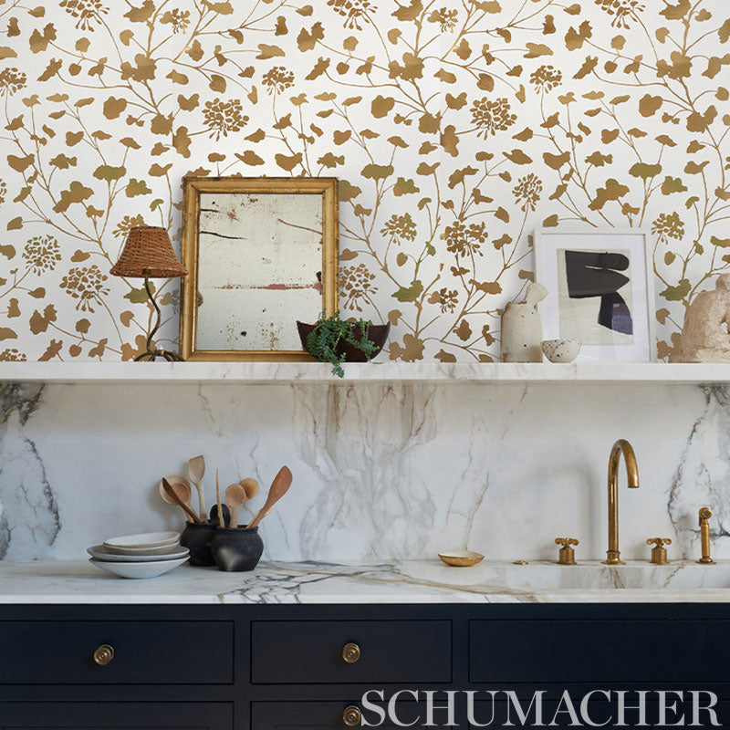 Schumacher Pennick Mylar Gold Wallpaper - Eade's Wallpaper