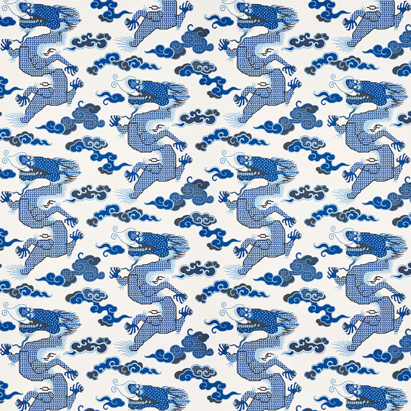 Schumacher Magical Ming Dragon Porcelain Wallpaper - Eade's Wallpaper