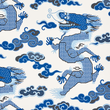 Schumacher Magical Ming Dragon Porcelain Wallpaper - Eade's Wallpaper