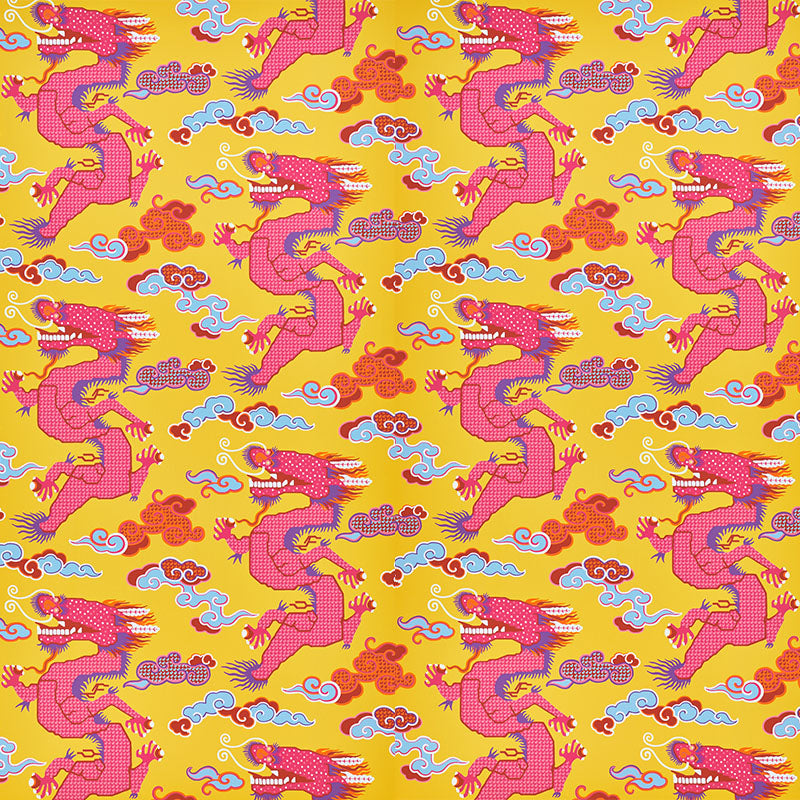 Schumacher Magical Ming Dragon Yellow Wallpaper - Eade's Wallpaper