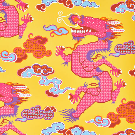 Schumacher Magical Ming Dragon Yellow Wallpaper - Eade's Wallpaper