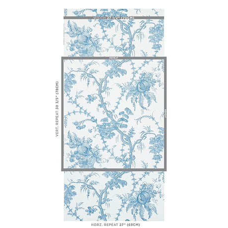 Schumacher San Cristobal Toile Peacock Wallpaper - Eade's Wallpaper