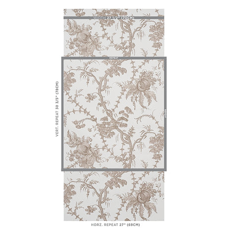 Schumacher San Cristobal Toile Cocoa Wallpaper - Eade's Wallpaper