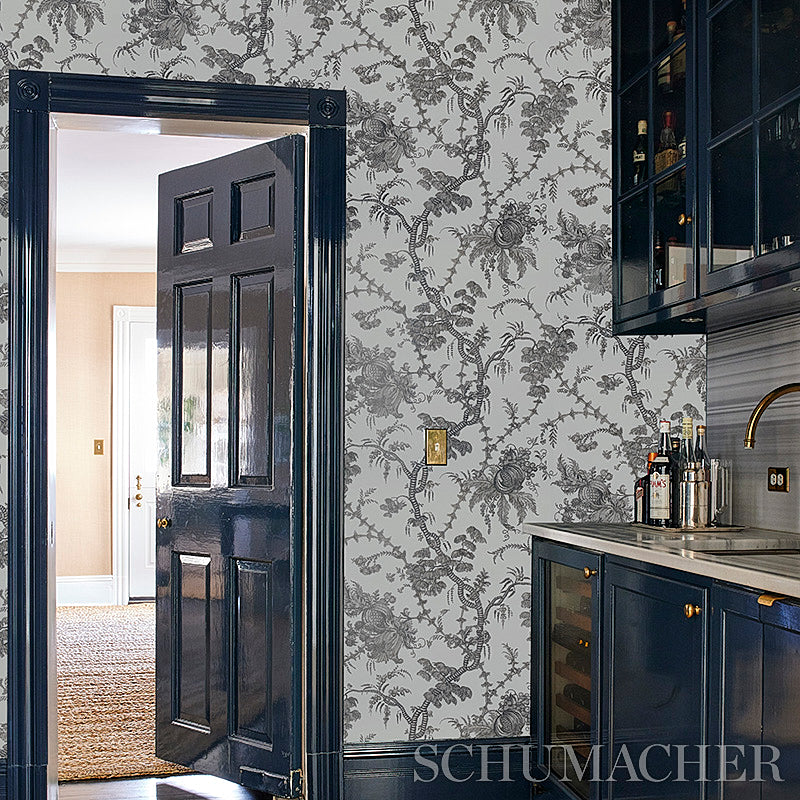 Schumacher San Cristobal Toile Black Wallpaper - Eade's Wallpaper