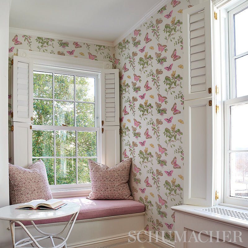 Schumacher Baudin Butterfly Blush Wallpaper