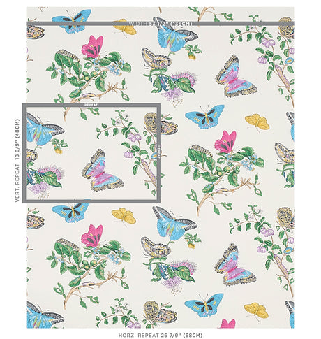 Schumacher Baudin Butterfly Turquoise Wallpaper
