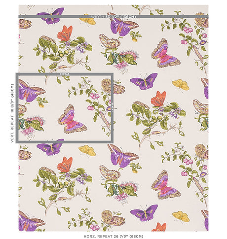 Schumacher Baudin Butterfly Purple Wallpaper