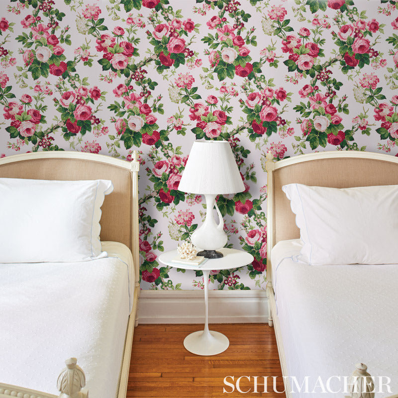 Schumacher Nancy Floral Rose Wallpaper - Eade's Wallpaper