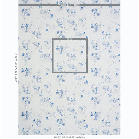 Schumacher Toile De Femmes Indigo Wallpaper - Eade's Wallpaper