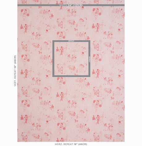 Schumacher Toile De Femmes Poppy Wallpaper - Eade's Wallpaper