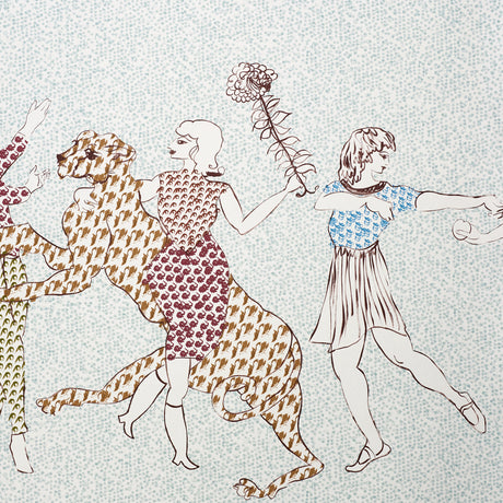 Schumacher The Golden Age Panel Set Cyan Multi Wallpaper - Eade's Wallpaper