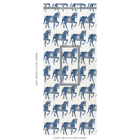 Schumacher Marwari Horse Navy Wallpaper - Eade's Wallpaper