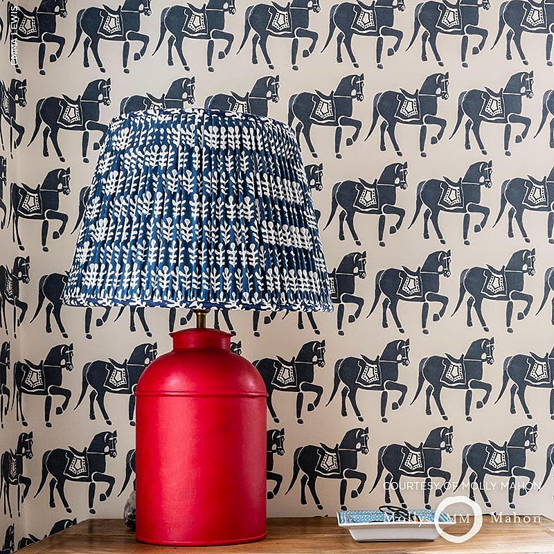 Schumacher Marwari Horse Navy Wallpaper - Eade's Wallpaper