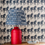 Schumacher Marwari Horse Navy Wallpaper - Eade's Wallpaper