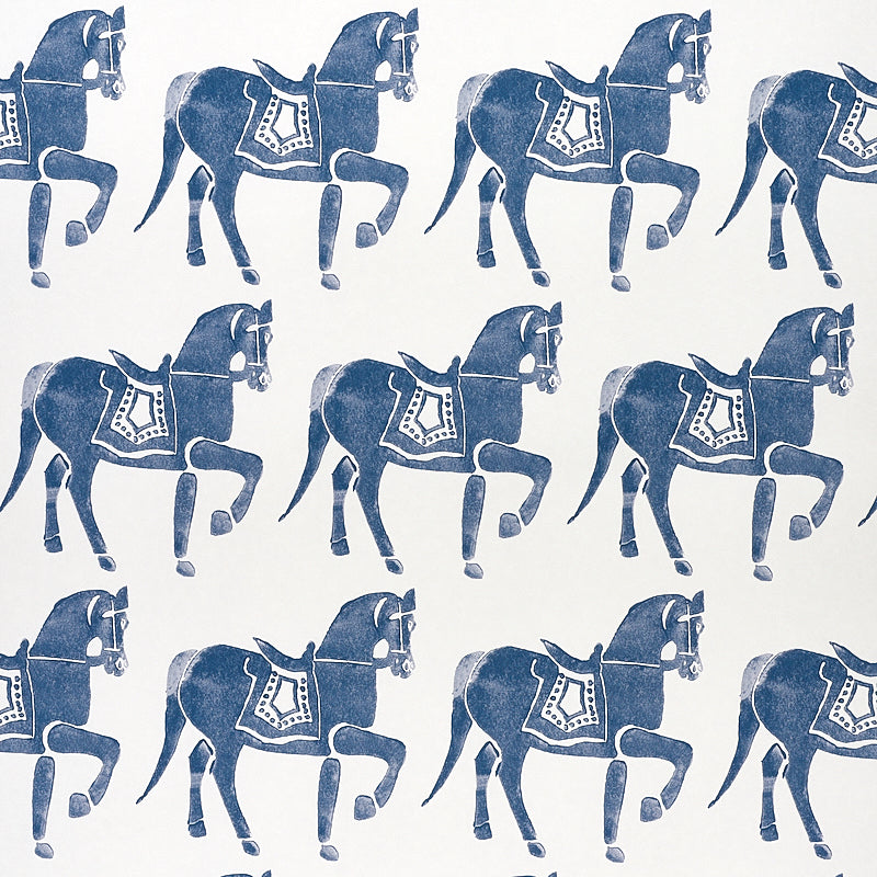 Schumacher Marwari Horse Navy Wallpaper - Eade's Wallpaper