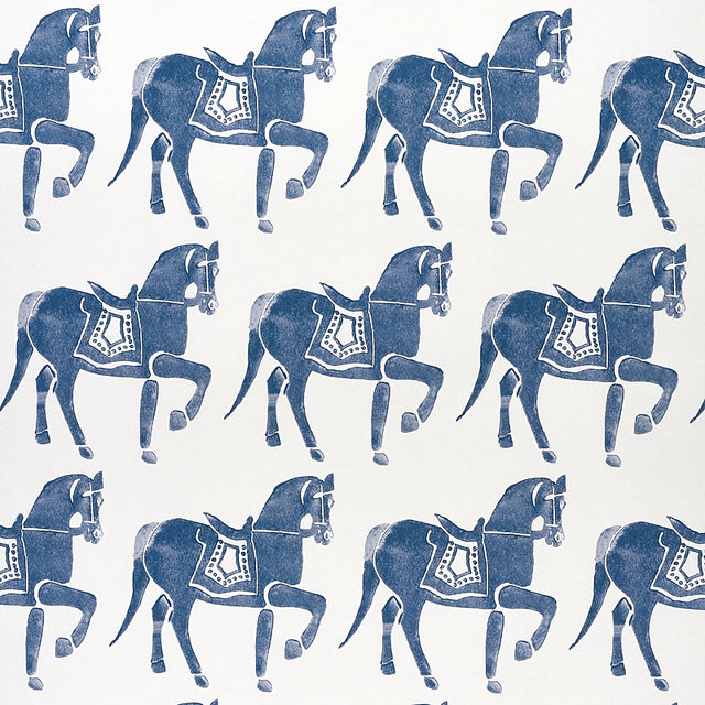 Schumacher Marwari Horse Navy Wallpaper - Eade's Wallpaper