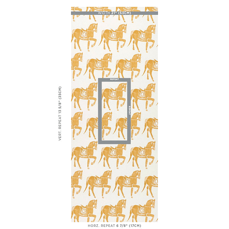 Schumacher Marwari Horse Mustard Wallpaper - Eade's Wallpaper