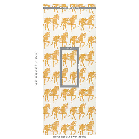 Schumacher Marwari Horse Mustard Wallpaper - Eade's Wallpaper