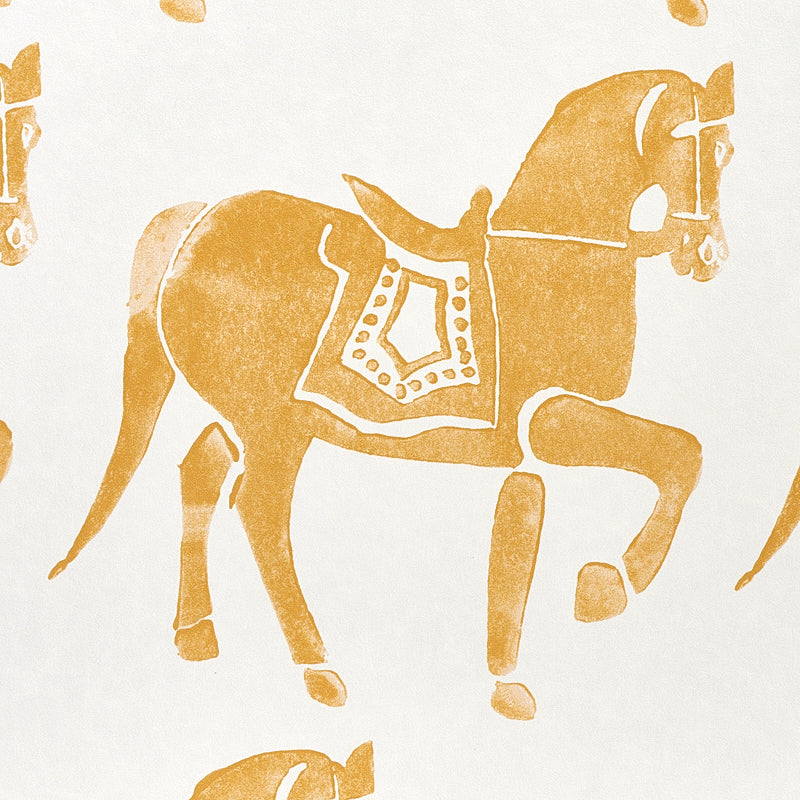Schumacher Marwari Horse Mustard Wallpaper - Eade's Wallpaper