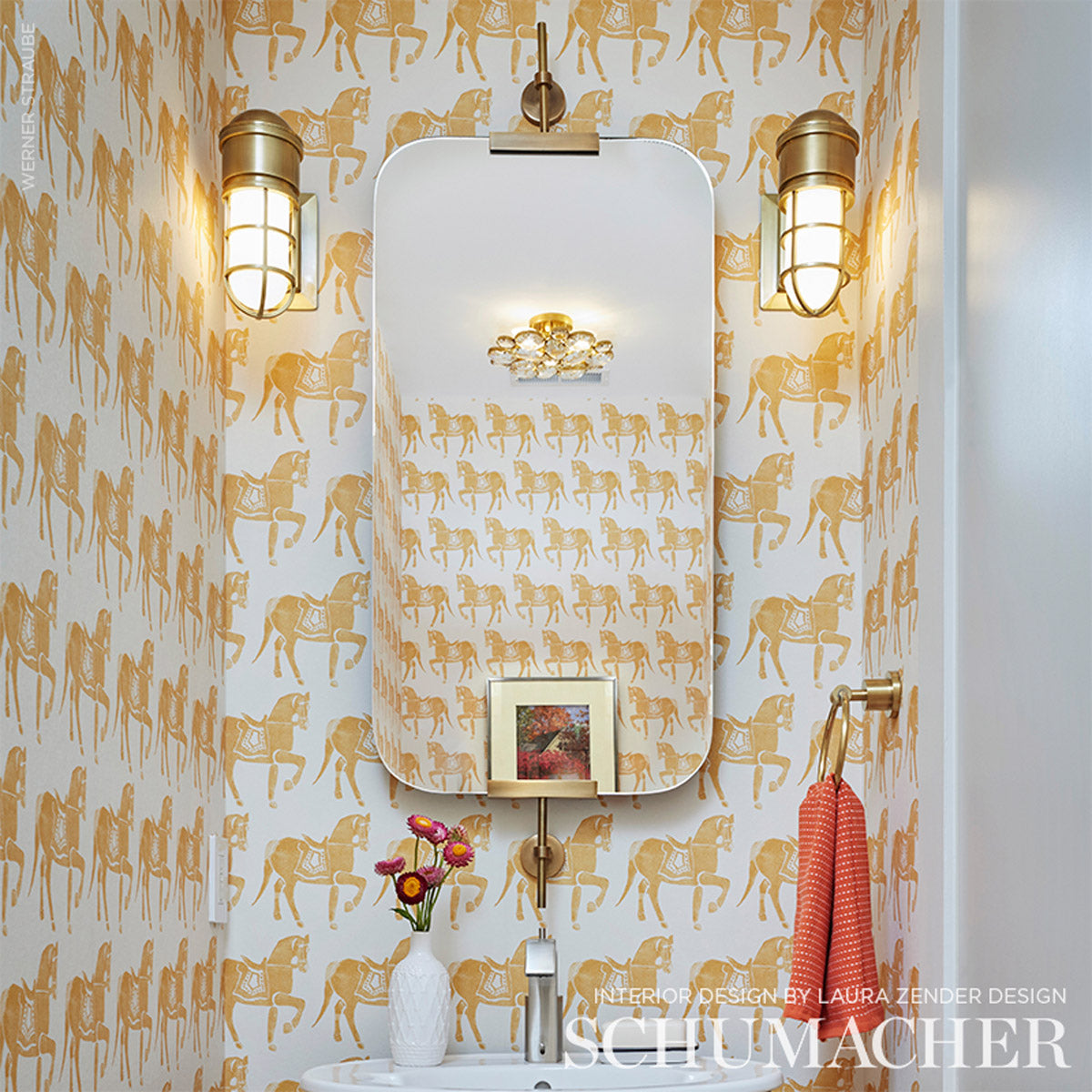 Schumacher Marwari Horse Mustard Wallpaper - Eade's Wallpaper