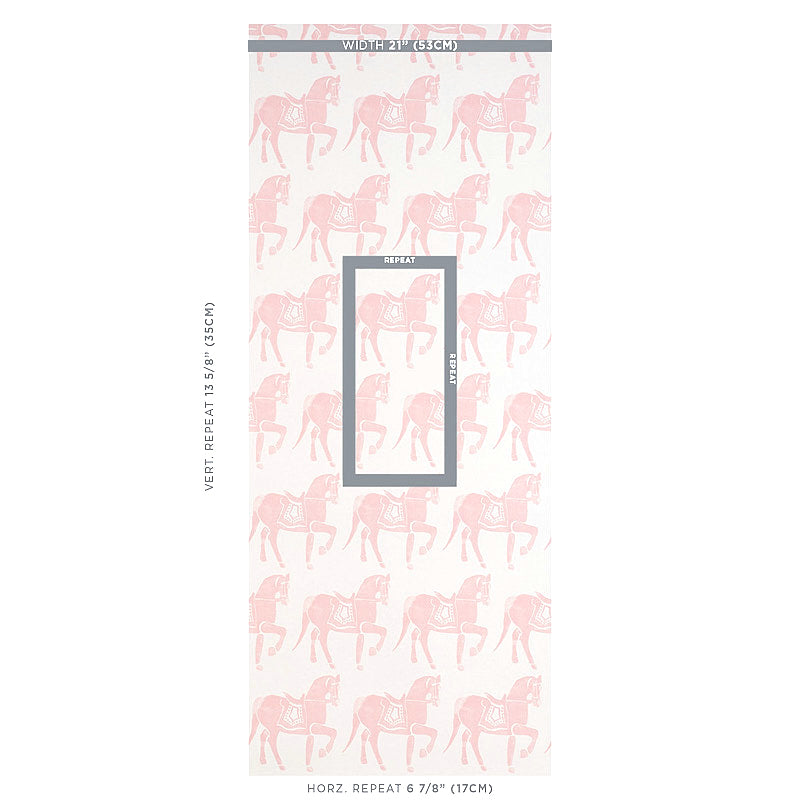 Schumacher Marwari Horse Pink Wallpaper - Eade's Wallpaper