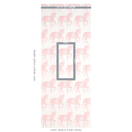 Schumacher Marwari Horse Pink Wallpaper - Eade's Wallpaper