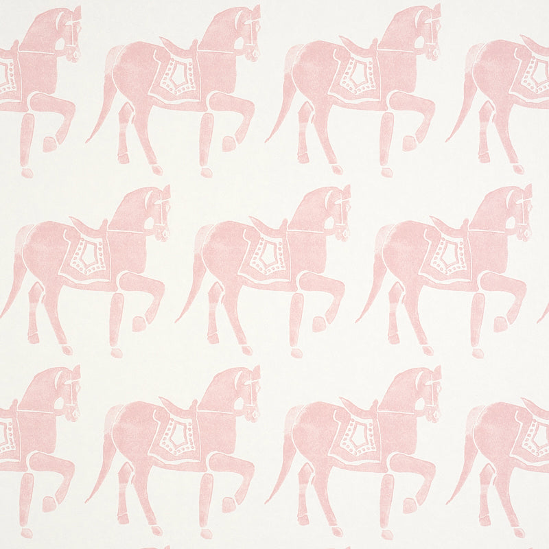 Schumacher Marwari Horse Pink Wallpaper - Eade's Wallpaper