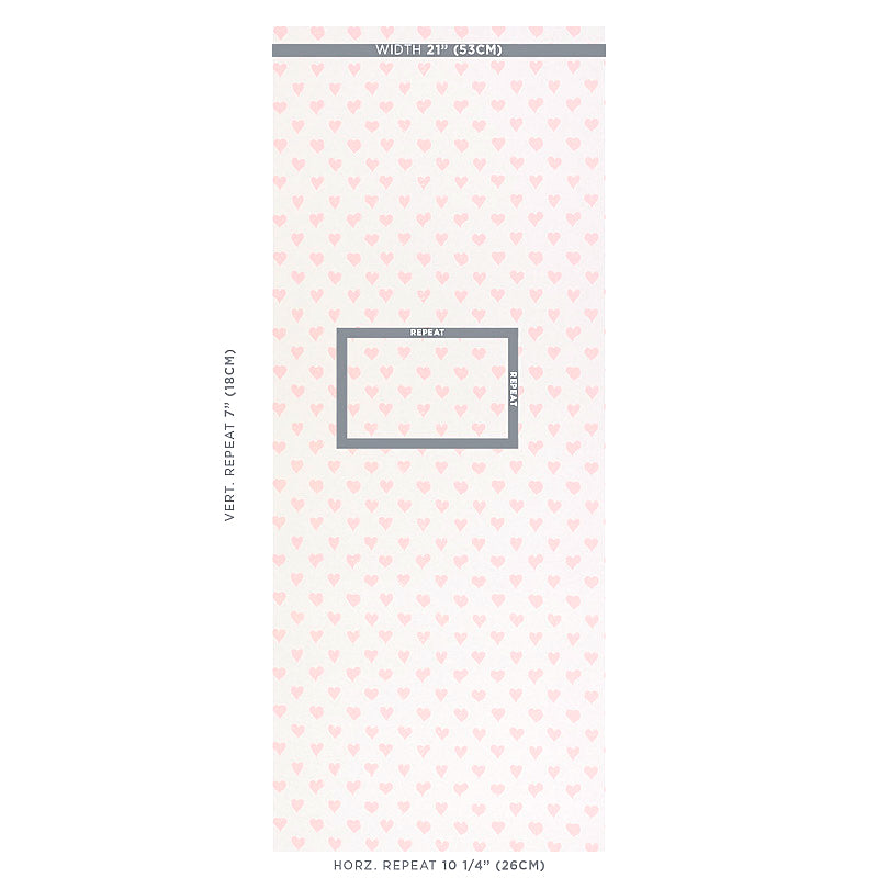 Schumacher Hearts Pink Wallpaper