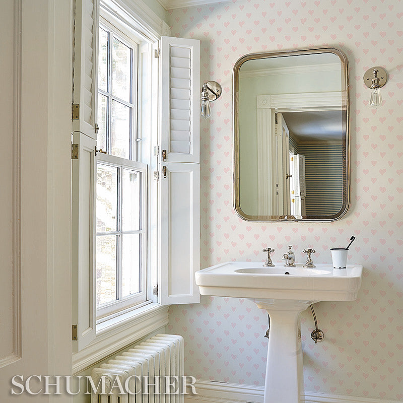 Schumacher Hearts Pink Wallpaper