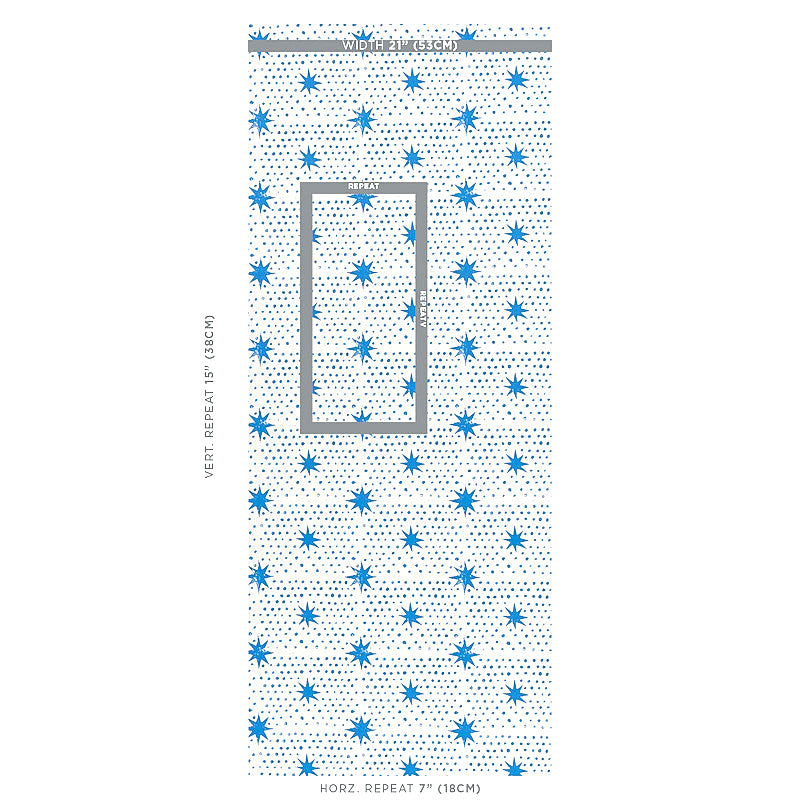 Schumacher Spot & Star Blue Wallpaper - Eade's Wallpaper