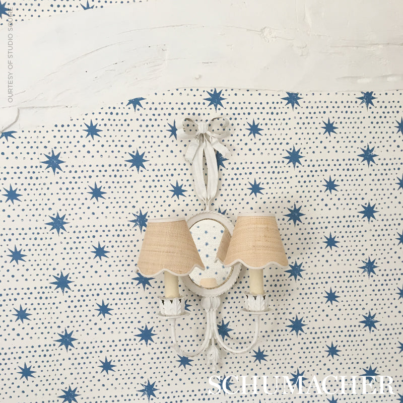 Schumacher Spot & Star Blue Wallpaper - Eade's Wallpaper