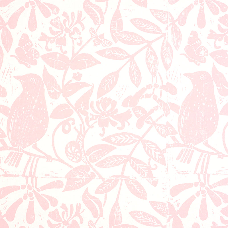 Schumacher Bird & Bee Pink Wallpaper