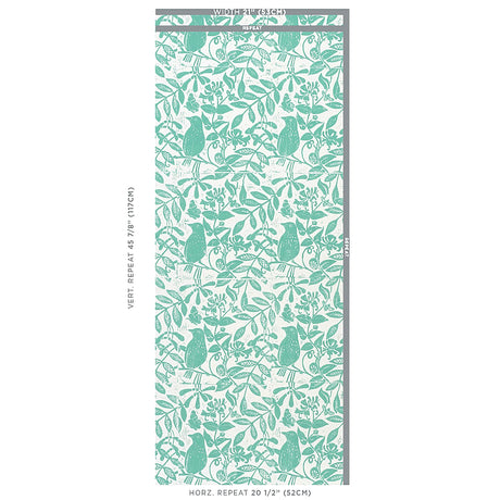 Schumacher Bird & Bee Seaglass Wallpaper