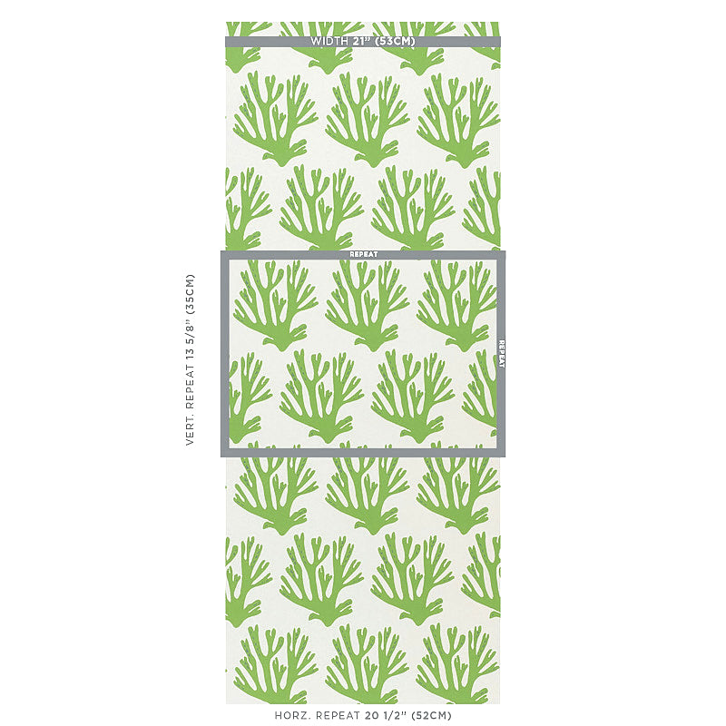 Schumacher Coral Green Wallpaper