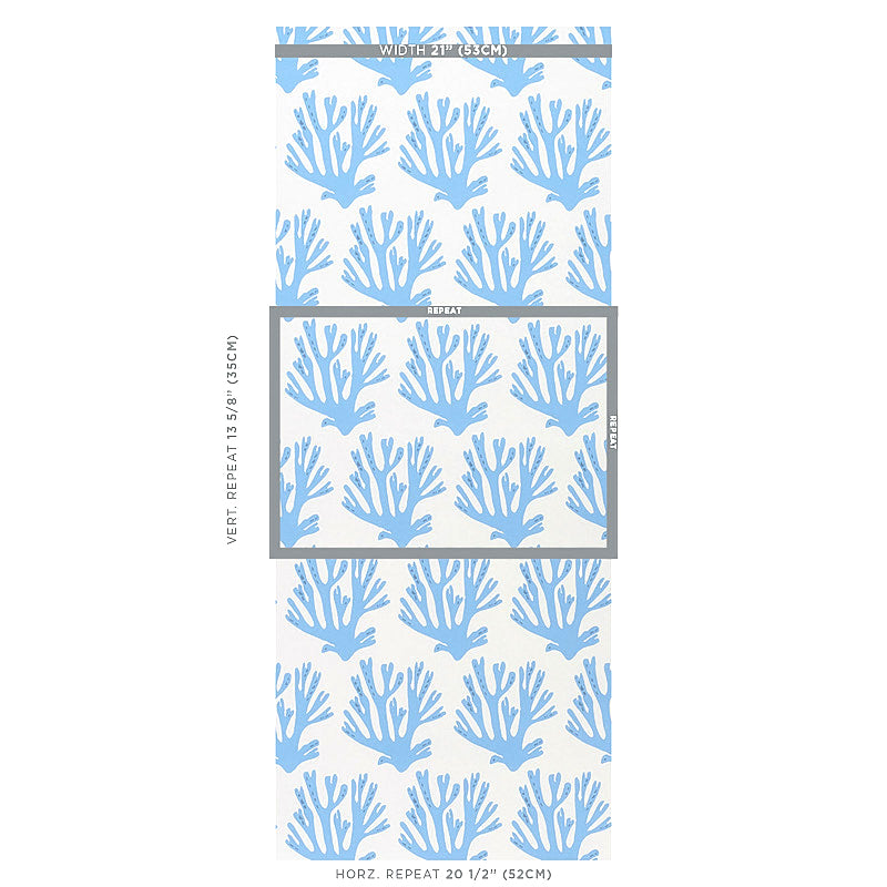 Schumacher Coral Blue Wallpaper