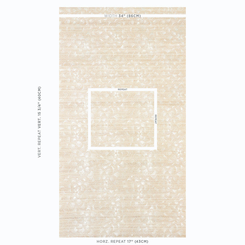 Schumacher Lotus Embroidery Sisal Ivory Wallpaper - Eade's Wallpaper