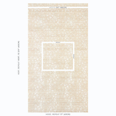 Schumacher Lotus Embroidery Sisal Ivory Wallpaper - Eade's Wallpaper