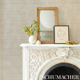 Schumacher Lotus Embroidery Sisal Ivory Wallpaper - Eade's Wallpaper