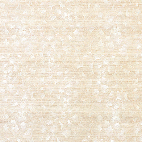 Schumacher Lotus Embroidery Sisal Ivory Wallpaper - Eade's Wallpaper