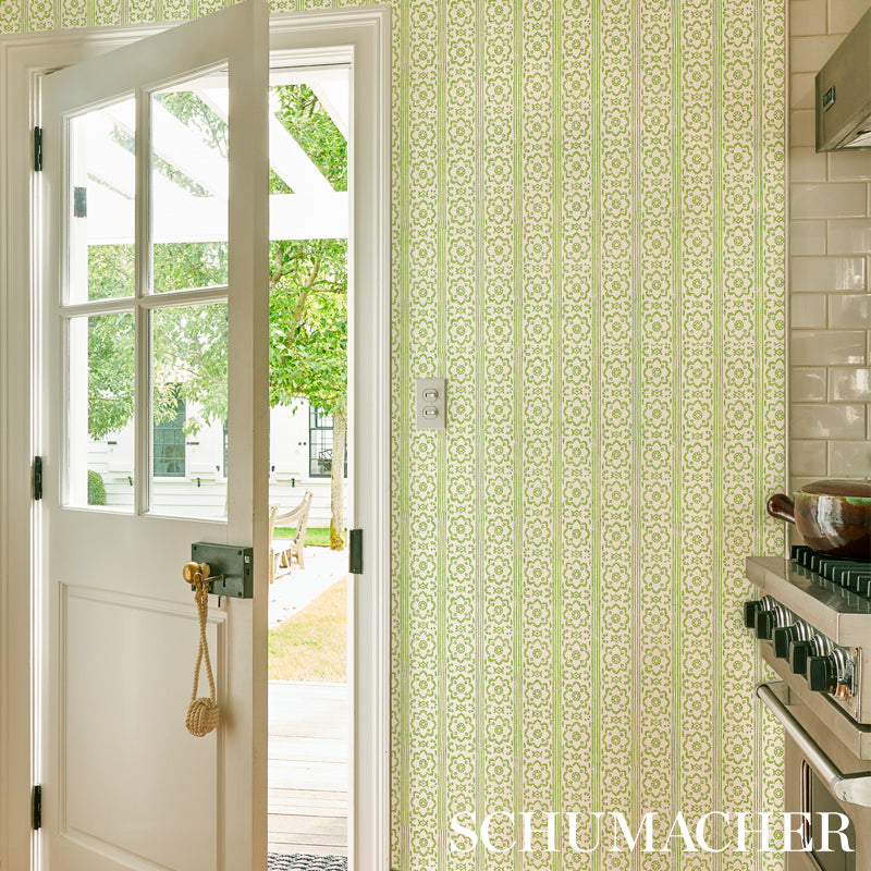 Schumacher Sunda Hand Blocked Print Yellow Wallpaper - Eade's Wallpaper
