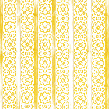 Schumacher Sunda Hand Blocked Print Yellow Wallpaper - Eade's Wallpaper