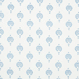 Schumacher Dahlia Hand Blocked Print Blue Wallpaper