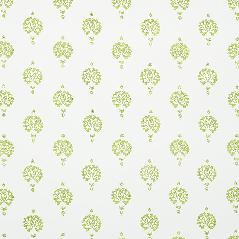 Schumacher Dahlia Hand Blocked Print Leaf Wallpaper