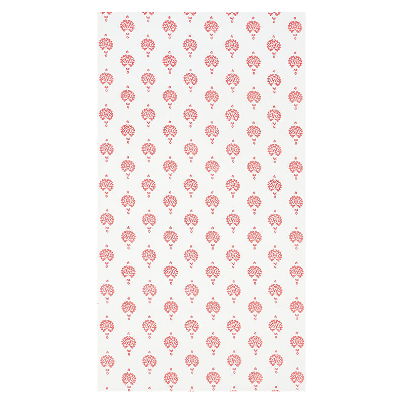 Schumacher Dahlia Hand Blocked Print Red Wallpaper