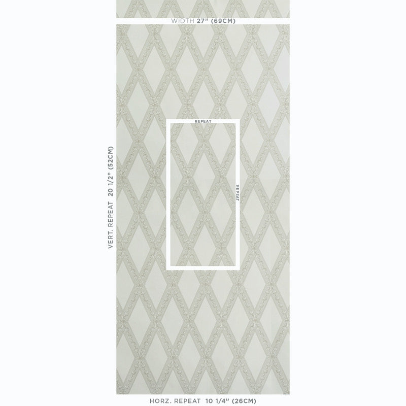 Schumacher Les Losanges Toile Stone Wallpaper - Eade's Wallpaper